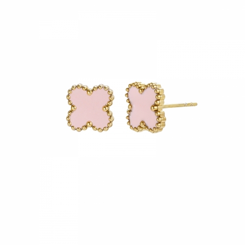 Clover Enamel Earring Pink/Gold