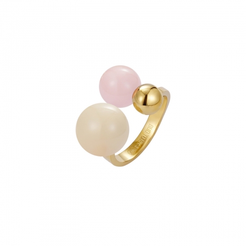 Brea Enamel Ring Lt.Pink/Gold