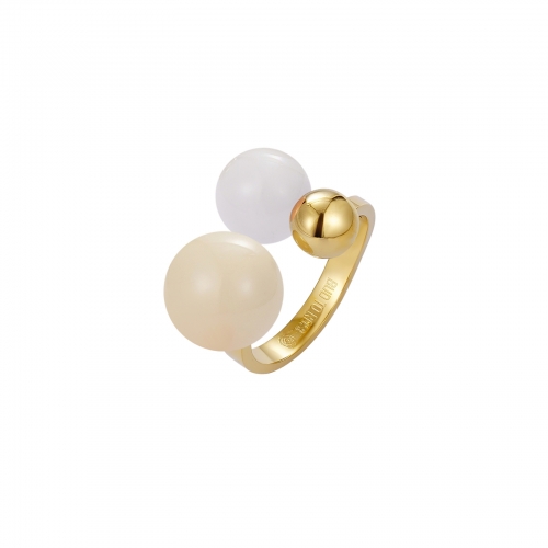 Brea Enamel Ring Ivory/Gold