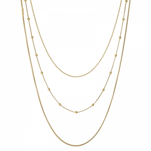 Sacramento 3-Row Long Necklace Gold