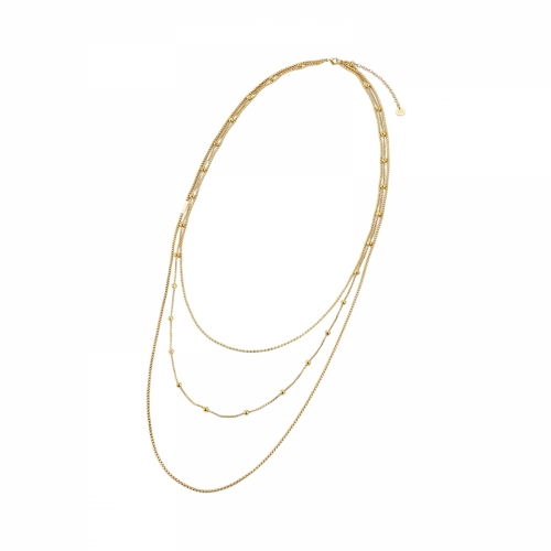 Sacramento 3-Row Long Necklace Gold