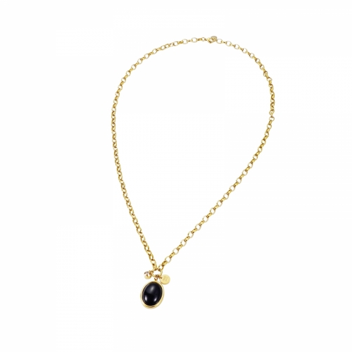 Retro Long Necklace Black/Brown/Gold