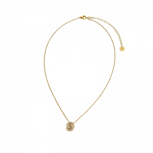 Knot Crystal Necklace Gold