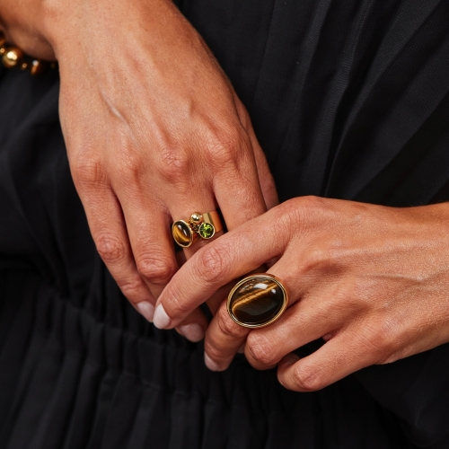 Retro Ring Brown/Green/Gold