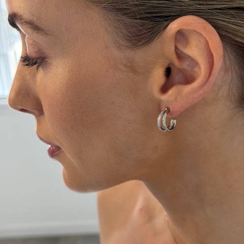 Crown Duo Hoop Silver