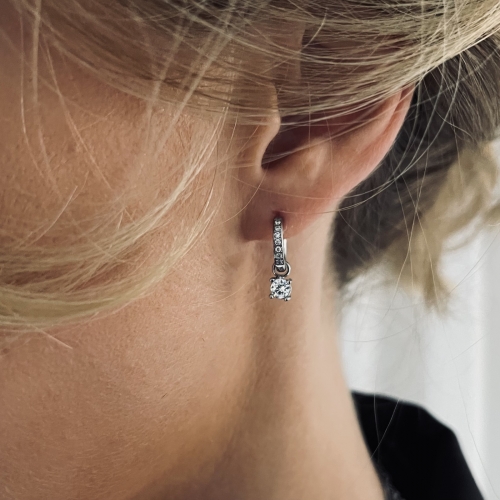 Crown Ice Hoop Clear/Silver