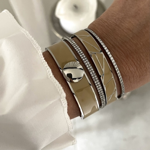 Capri Enamel Large Bracelet Sand/Silver
