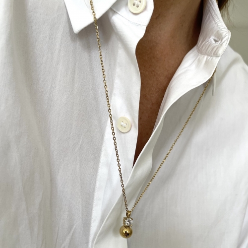 Stella Bead Long Necklace Gold