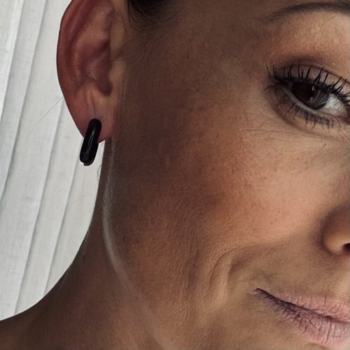 Huggie Enamel Chunky Hoop Black/Gold