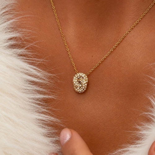 Knot Crystal Necklace Gold