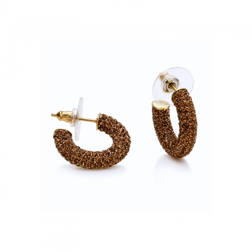 Lola Crystal Hoop Brown/Gold