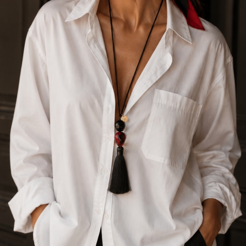 Vibe Resin Tassel Necklace Red