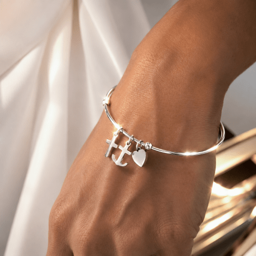 Faith Hope Love Bangle Silver