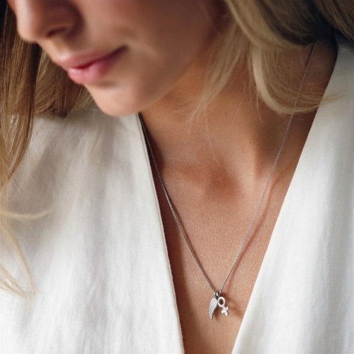 Wing Woman Necklace Steel